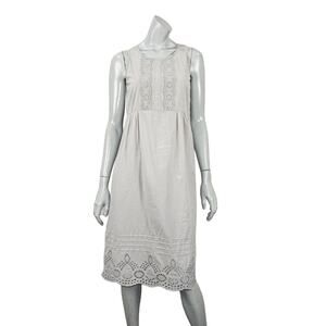 Gudrun Sjoden Dress Eyelet Trim Gray Cotton size small